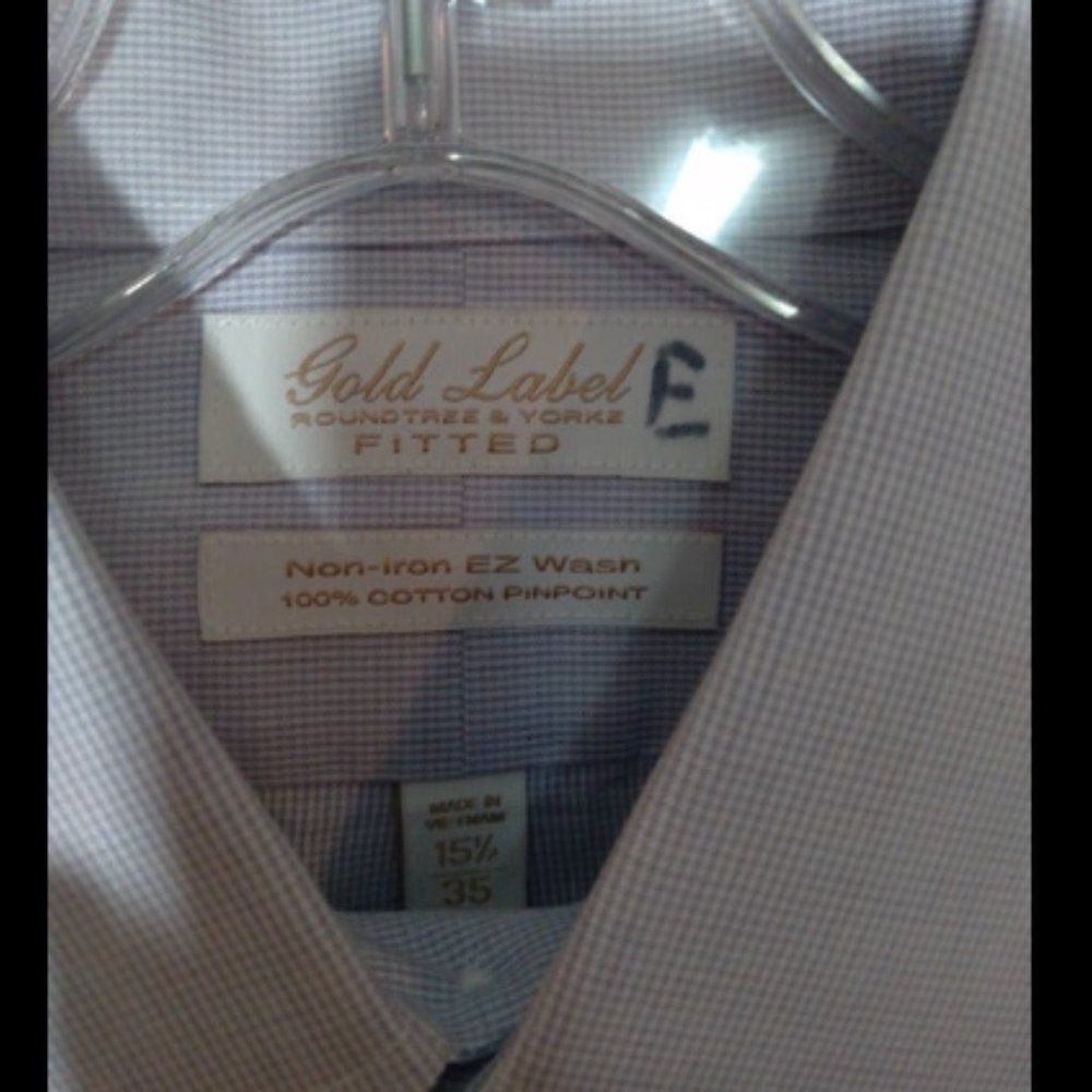 Roundtree and Yorke Shirt Mens Gold Label Purple Long Sleeve Small 15 35 Slim Fi - Picture 3 of 3
